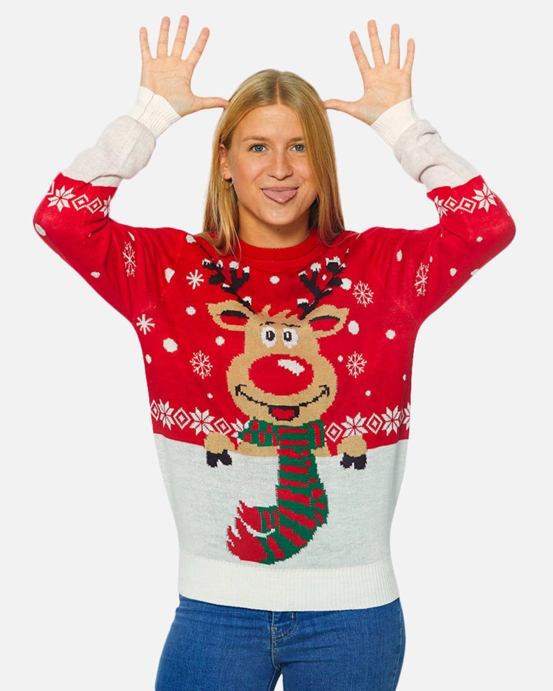 BE BEAU | Christmas Jumper Reindeer with Scarf