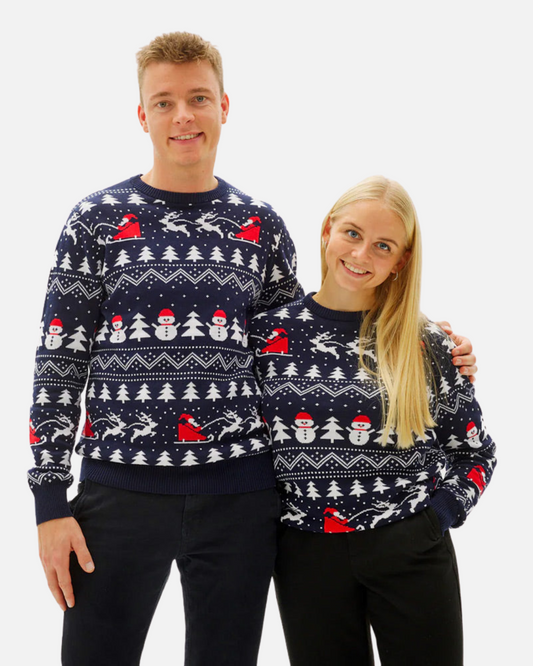 BE BEAU | Christmas Snow mens and Santa Jumper