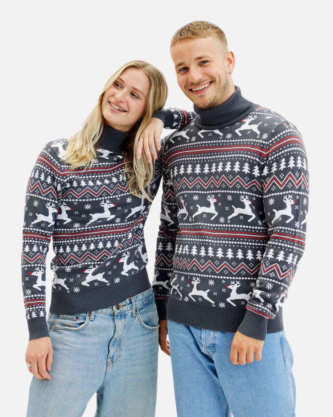 BE BEAU | Christmas Turtleneck Jumper With Reindeers