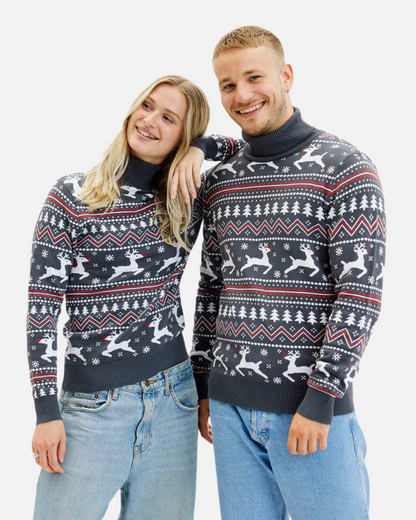 BE BEAU | Christmas Turtleneck Jumper With Reindeers