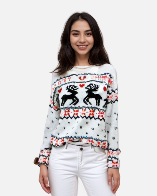 BE BEAU | Christmas White Knitted Jumper