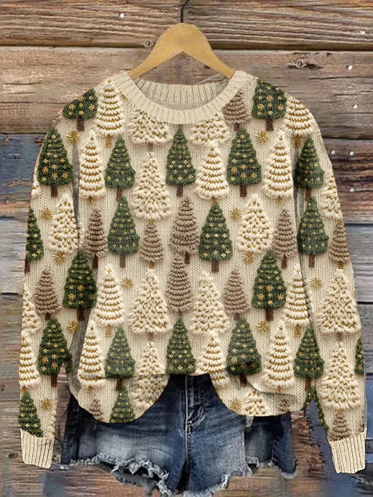 Marta Knitted Sweater with Christmas Trees