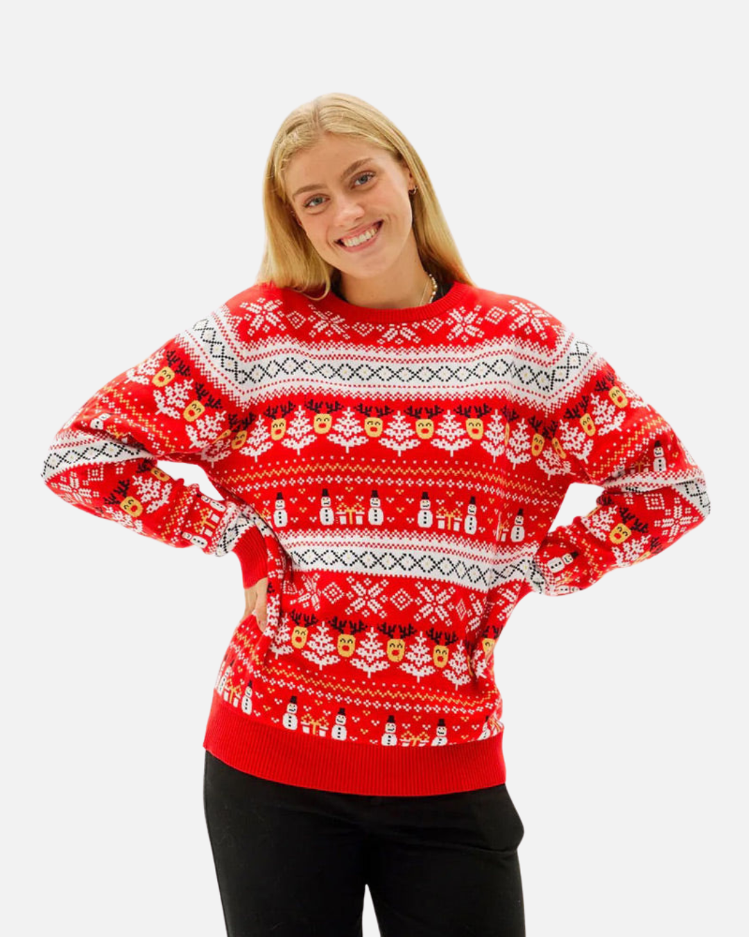 BE BEAU | Christmas Jumper With Snowmen and Trees