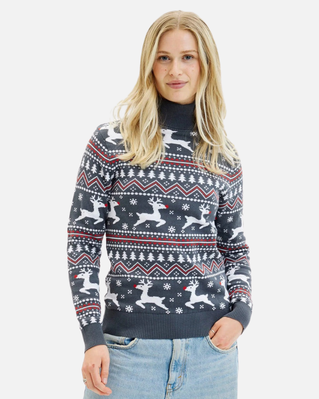 BE BEAU | Christmas Turtleneck Jumper With Reindeers