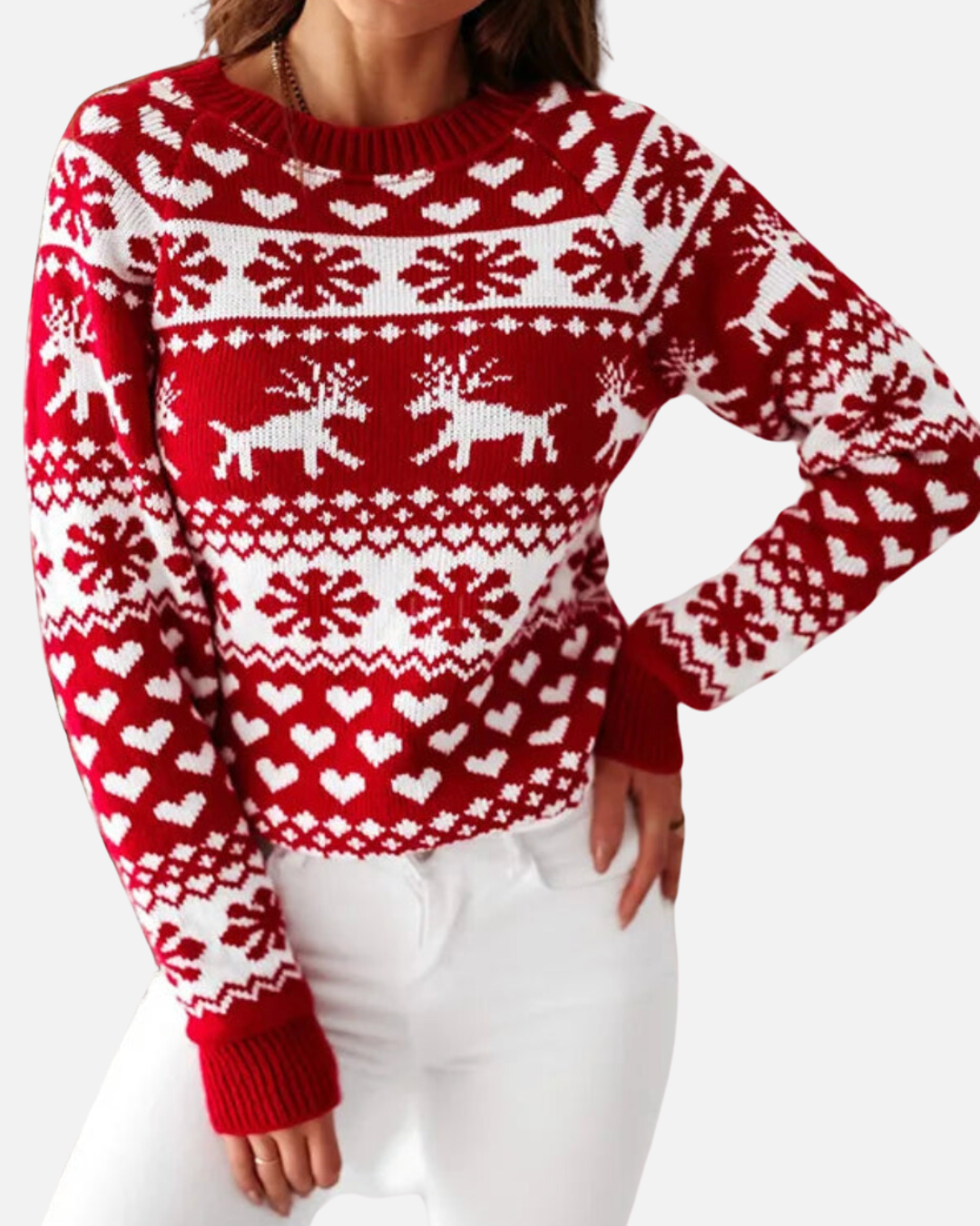 BE BEAU | Red & White Christmas Jumper