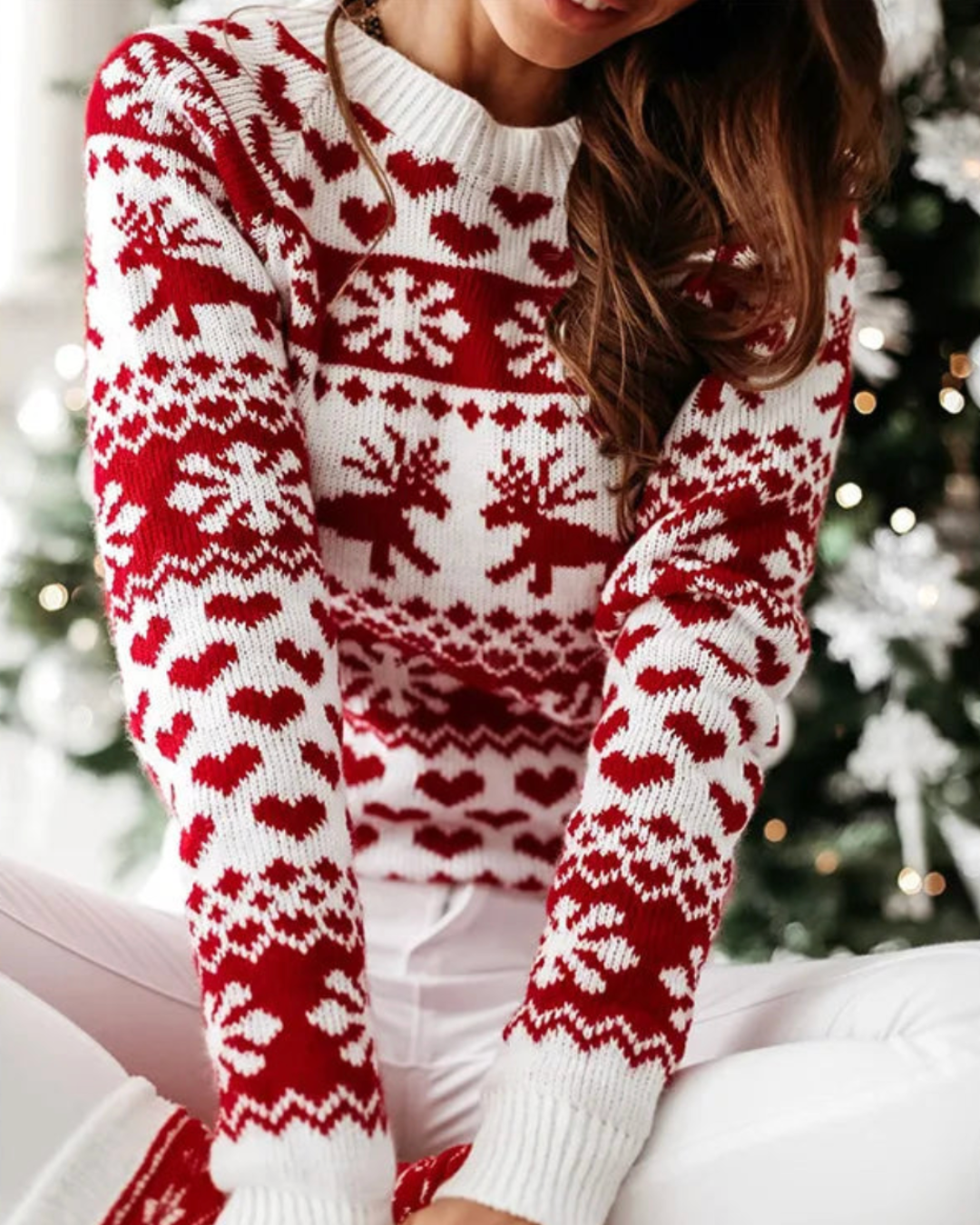 BE BEAU | Red & White Christmas Jumper