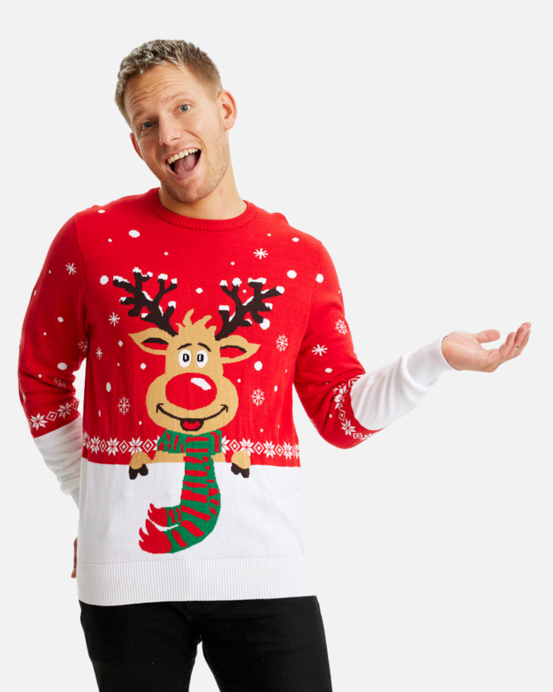 BE BEAU | Christmas Jumper Reindeer with Scarf