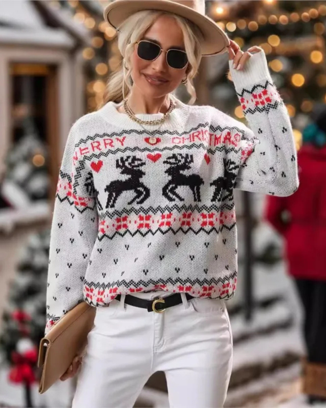 BE BEAU | Christmas White Knitted Jumper