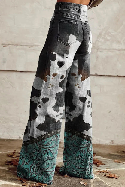 Women's Majestic Wings Print Casual Wide Leg Pants