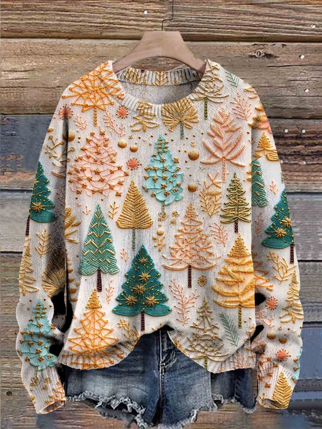 Marta Knitted Sweater with Christmas Trees