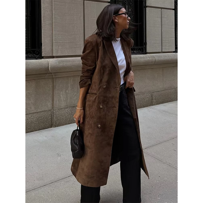 Molly - Faux Suede Trench Coat