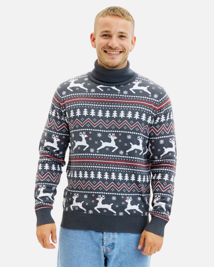 BE BEAU | Christmas Turtleneck Jumper With Reindeers