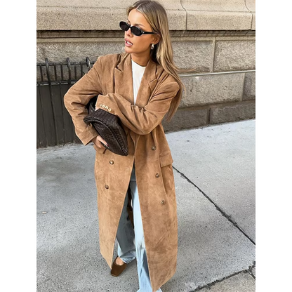 Molly - Faux Suede Trench Coat