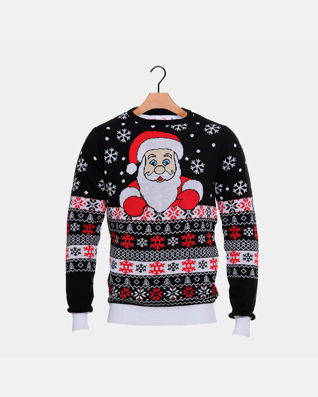 BE BEAU | Christmas Black Jumper with Santa and Snow