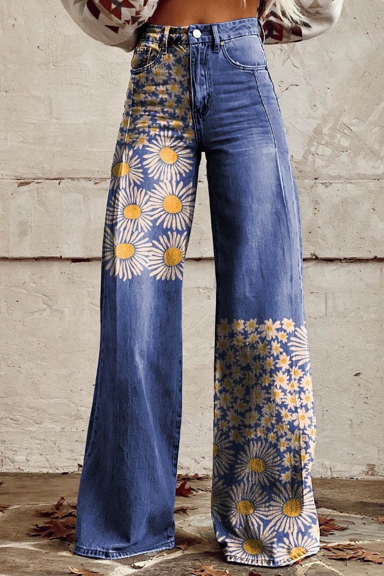 Women's Daisy Dream Print Casual Wide Leg Pants