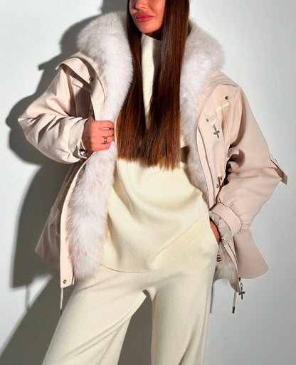 BEBEAU | Elegant Faux Fur Collar Jacket