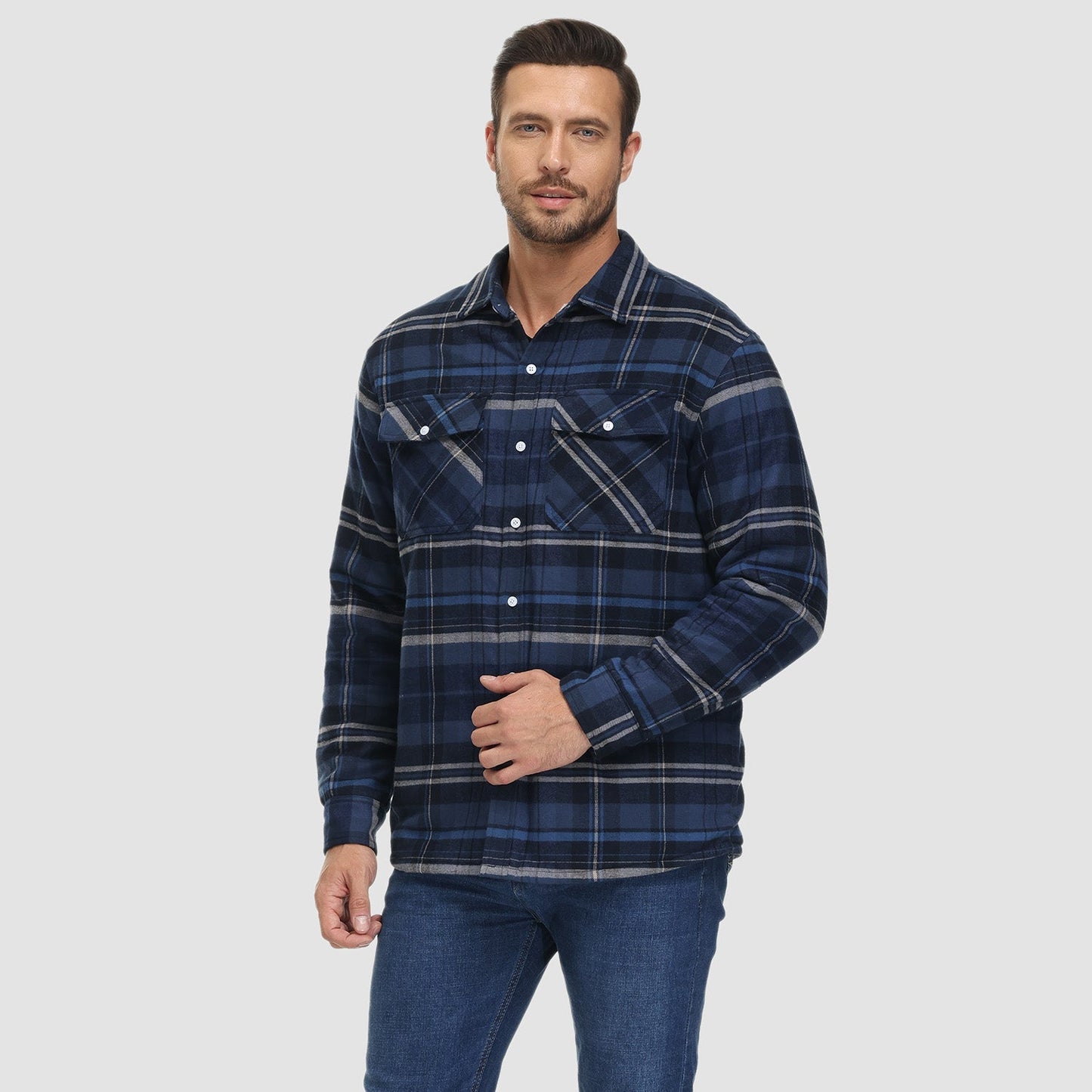 BE BEAU | Chris Lined plaid shirt jacket