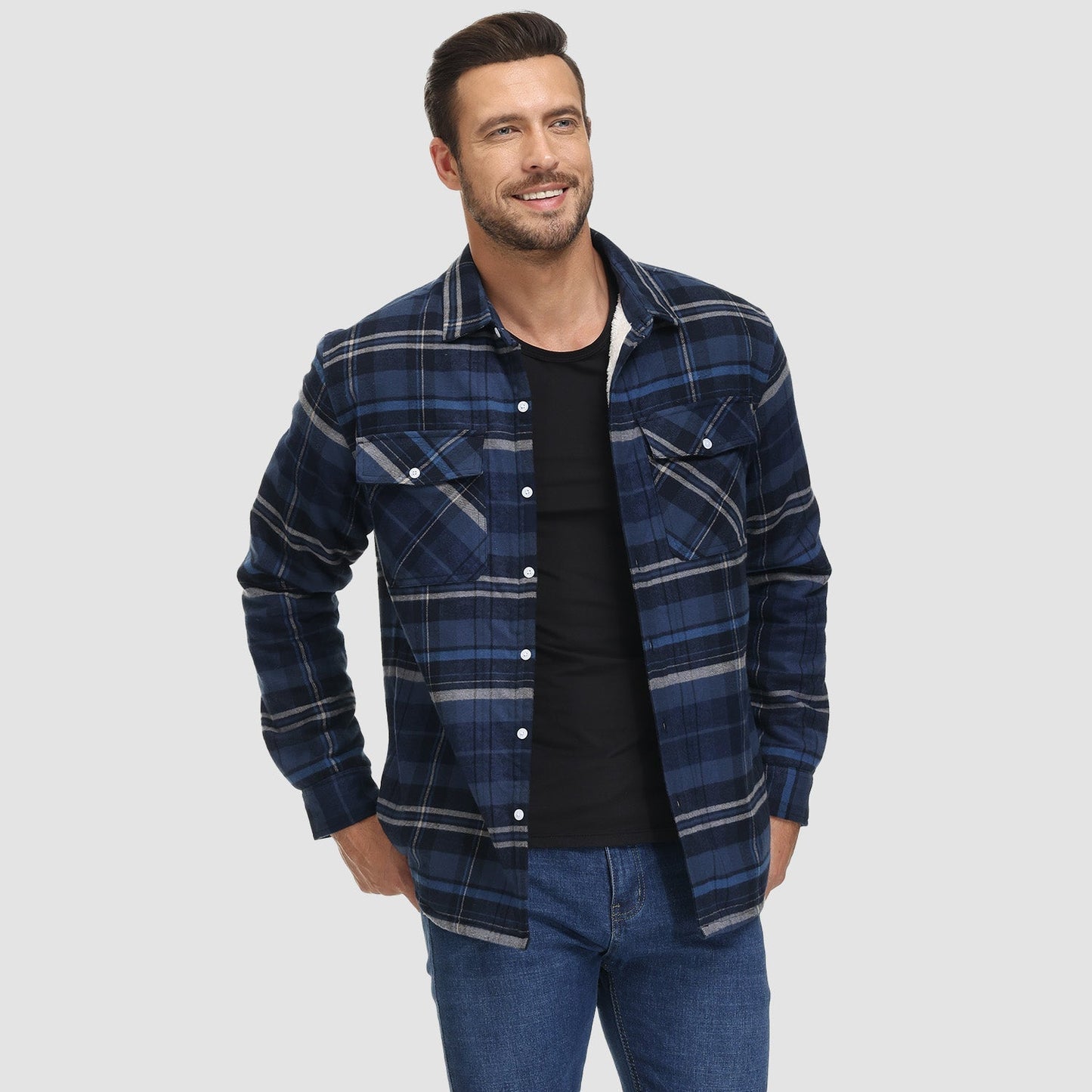 BE BEAU | Chris Lined plaid shirt jacket