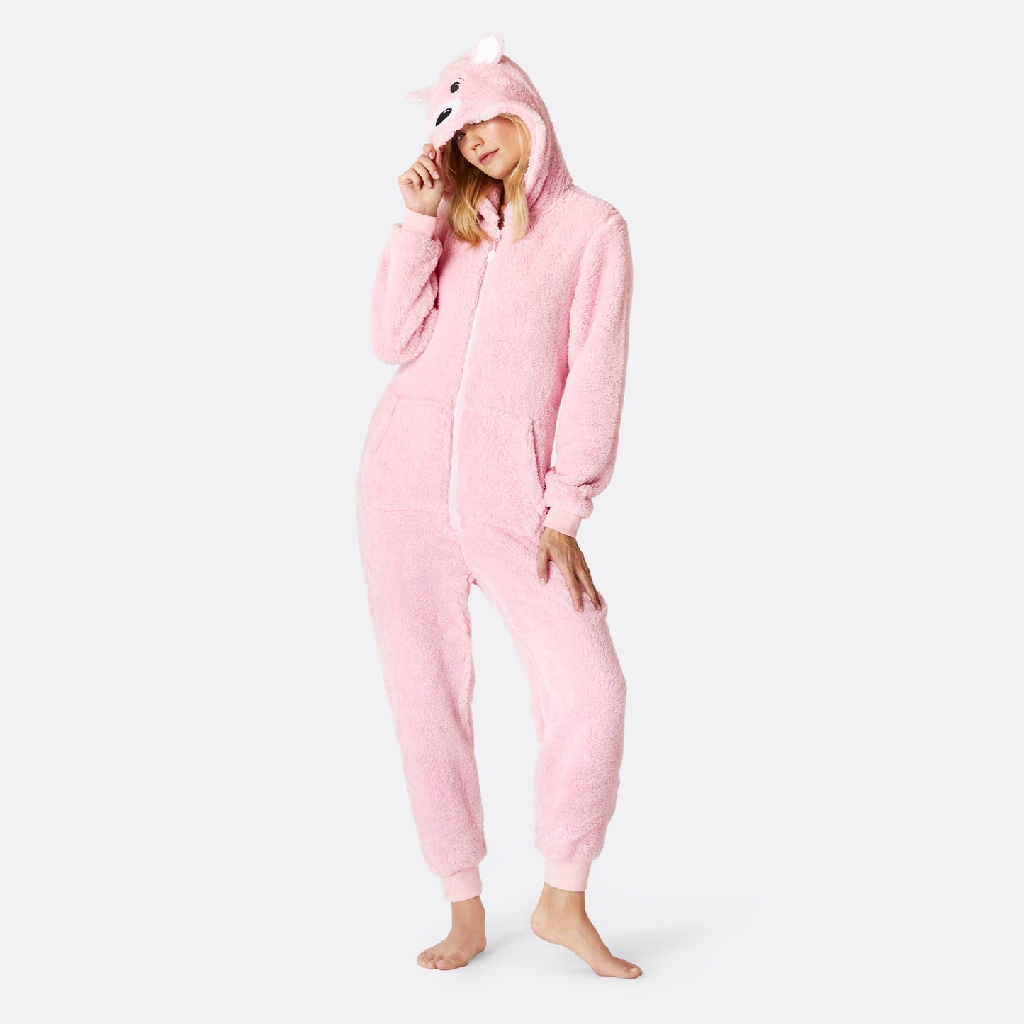 BEBEAU | PINK TEDDY BEAR ONESIE