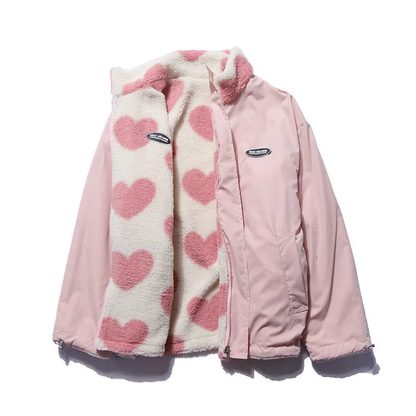 Carrie - Reversible Heart Fleece Jacket