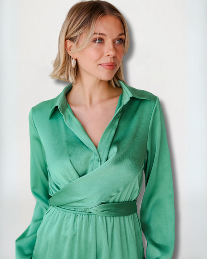 Green Satin Jumpsuit