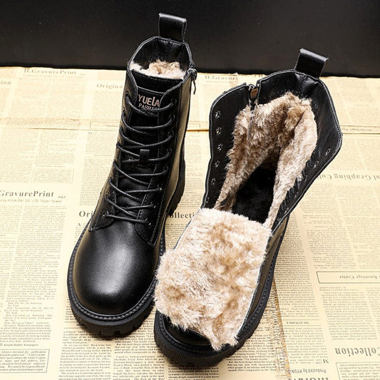 Enna - Leather Zip Faux Fur Boots