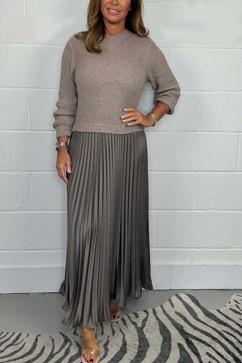 BEBEAU | ROSE™ - Long Sweater with Pleated Skirt