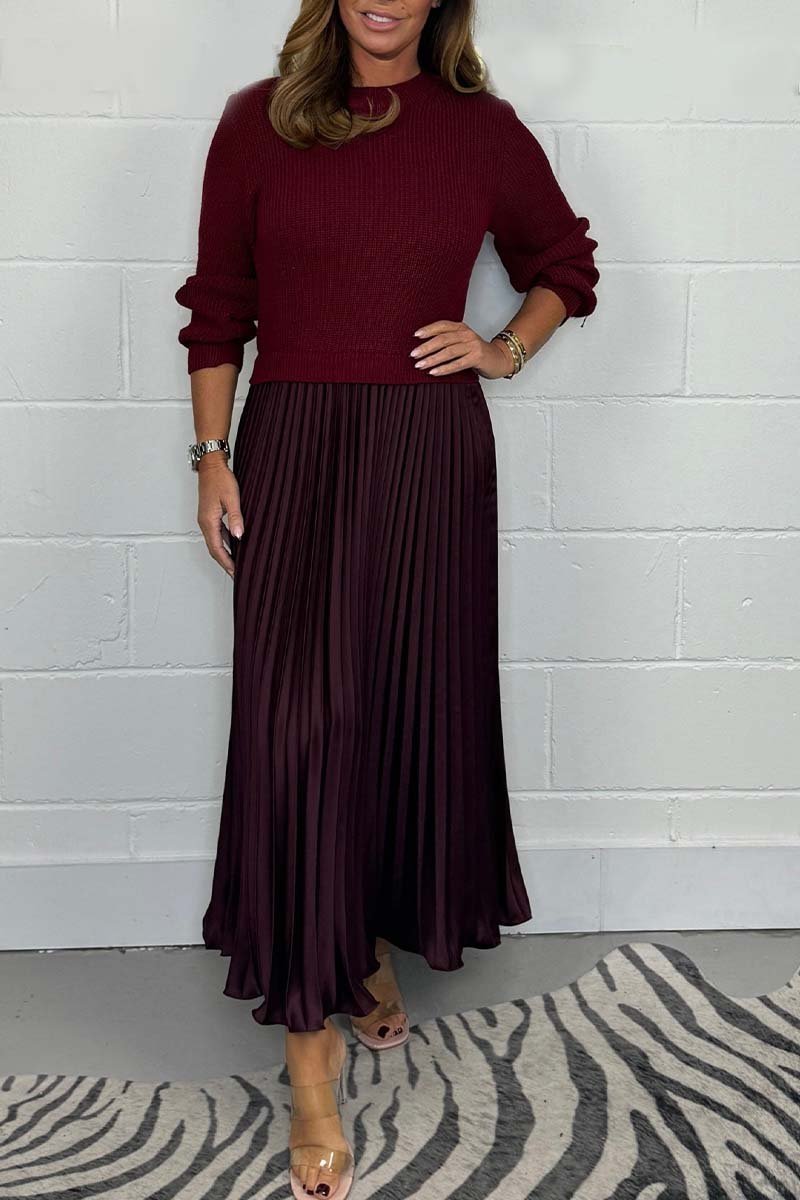 BEBEAU | ROSE™ - Long Sweater with Pleated Skirt