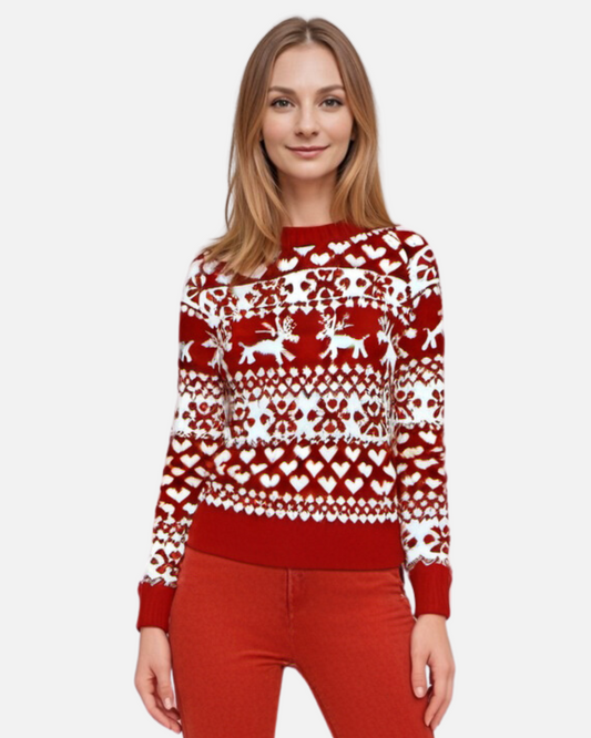 BE BEAU | Red & White Christmas Jumper