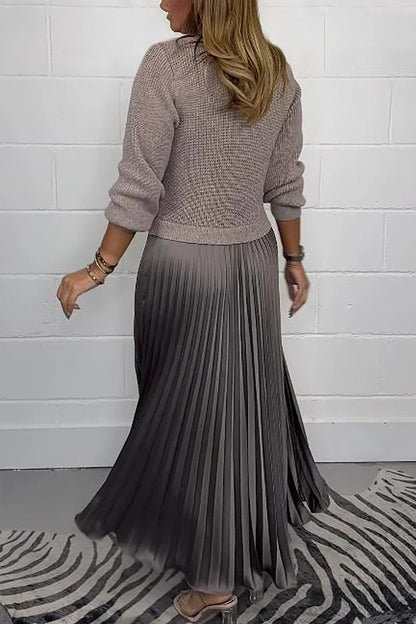 BEBEAU | ROSE™ - Long Sweater with Pleated Skirt