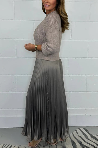 BEBEAU | ROSE™ - Long Sweater with Pleated Skirt