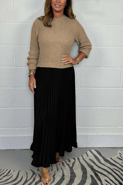 BEBEAU | ROSE™ - Long Sweater with Pleated Skirt