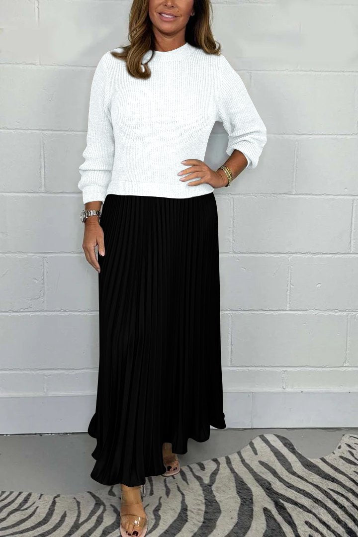 BEBEAU | ROSE™ - Long Sweater with Pleated Skirt